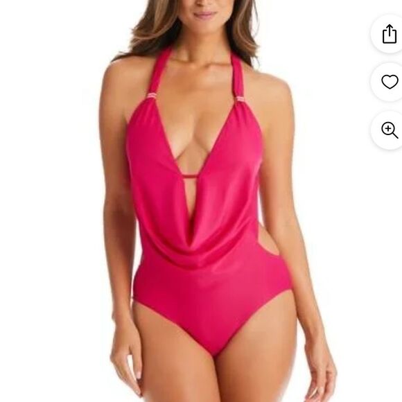 BAR III Womens Size Small Solid Cowlneck One-Piece Swimsuit - Picture 1 of 12